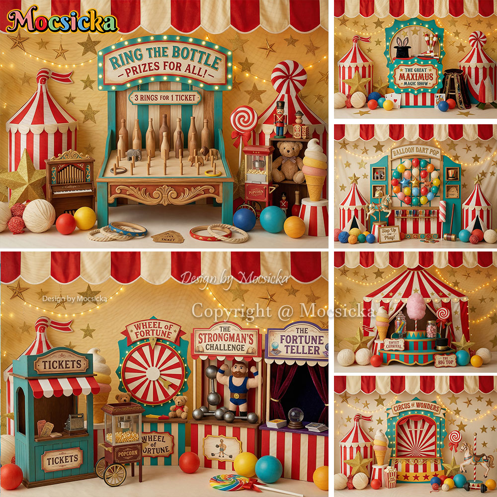 Photography Game - Mocsicka Vintage Circus Carnival Game Backdrop