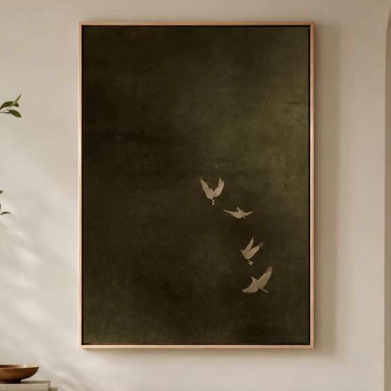 Olive Green Bird Canvas Art, D - Photography Dark review and price