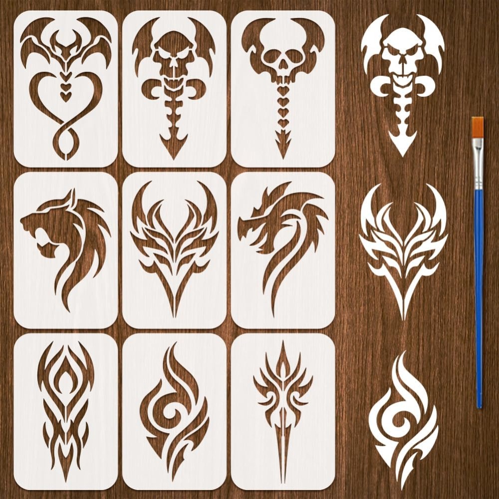 9PCS Tattoo Pattern Stencil fo - Photography Techniques review and price