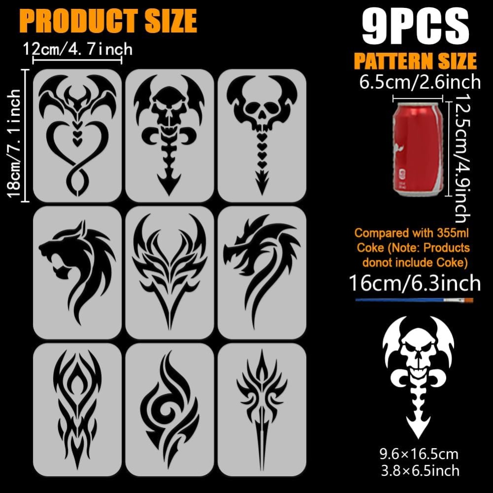 9PCS Tattoo Pattern Stencil fo - Photography Techniques review and price