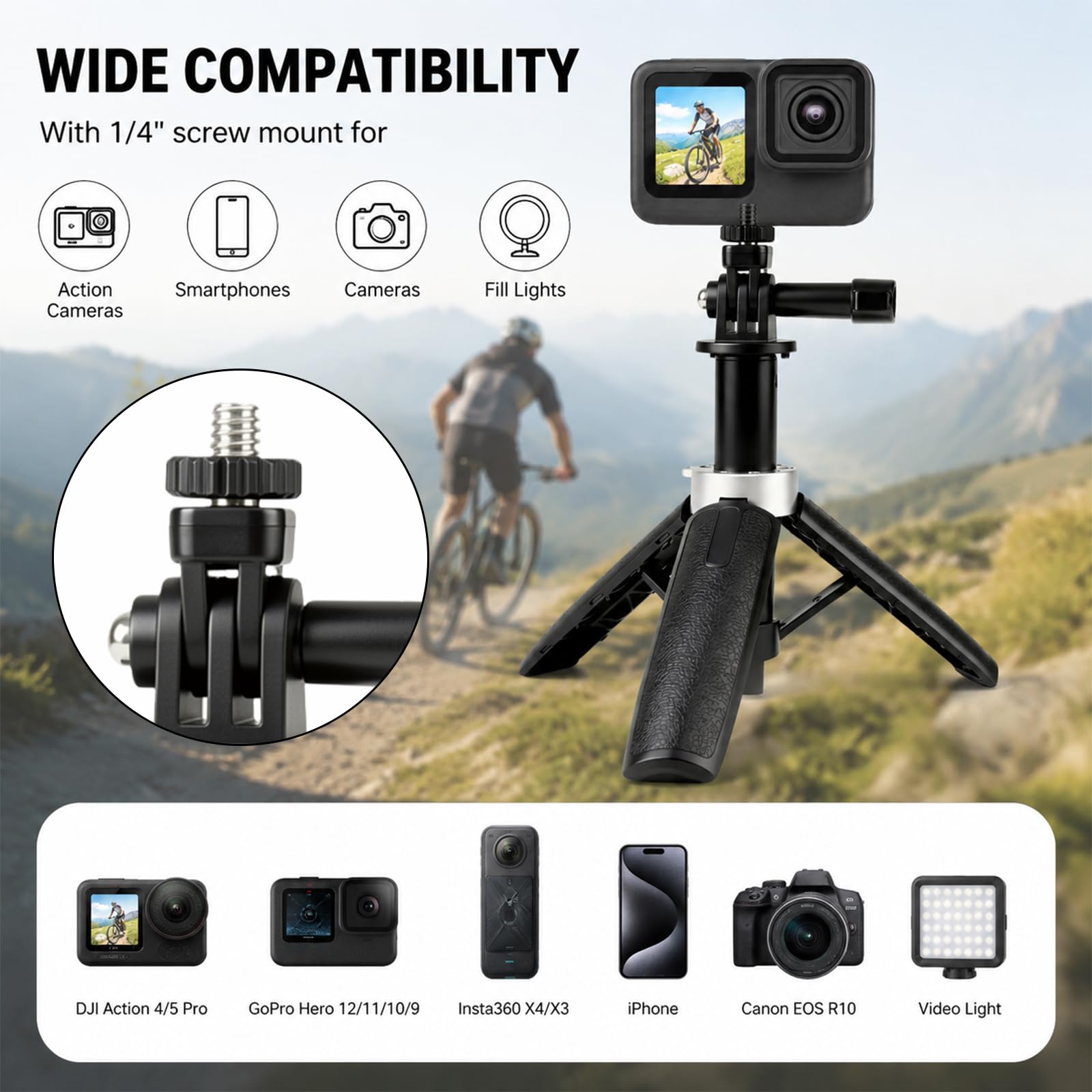 Mini Extendable Tripod Foldabl - Gopro Action Camera Hero 12 Black review and price