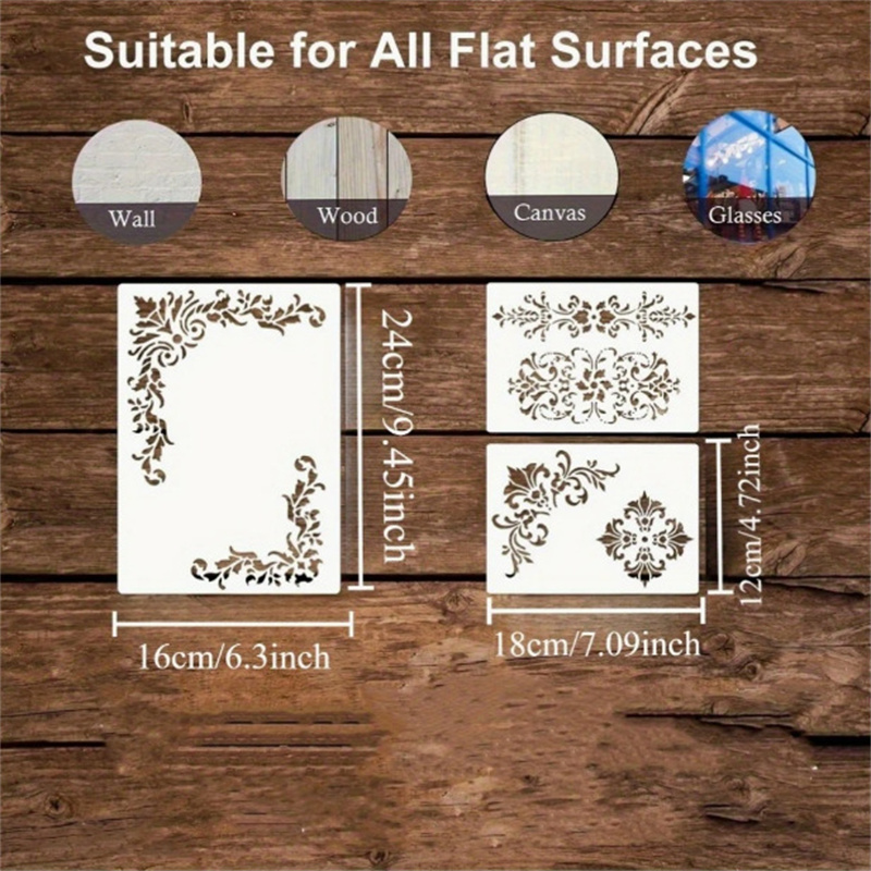6Pcs Floral Corner Stencils fo - Photography Angle review and price