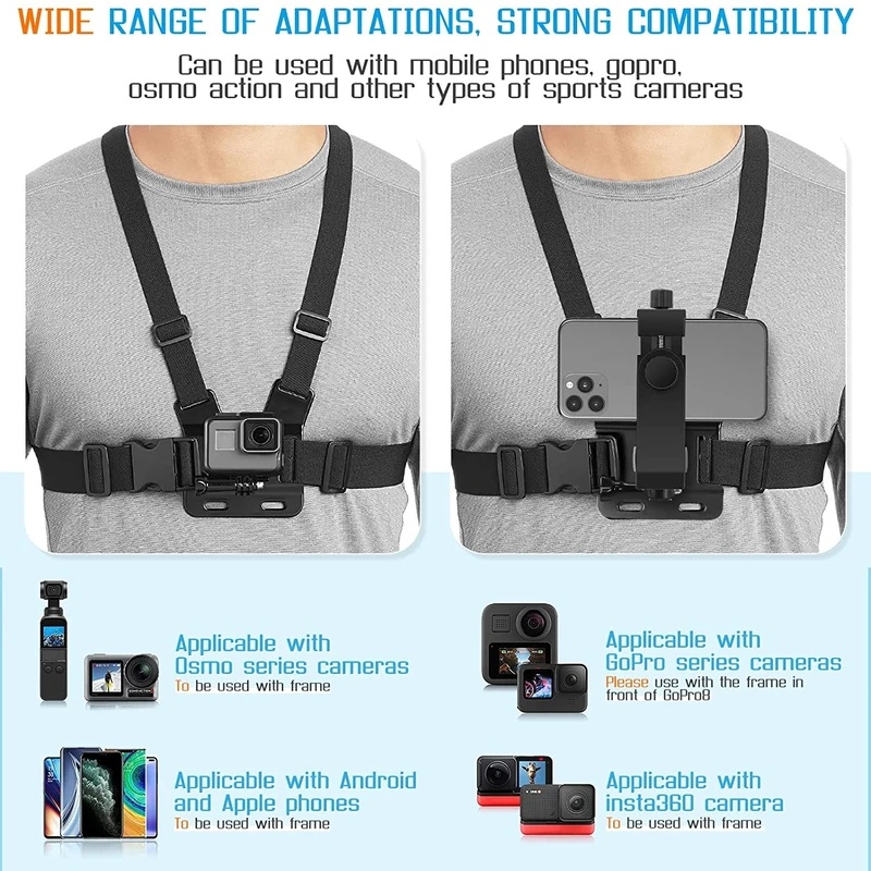 Phone Chest Strap Mount Belt f - Gopro Action Camera Hero 12 Black review and price