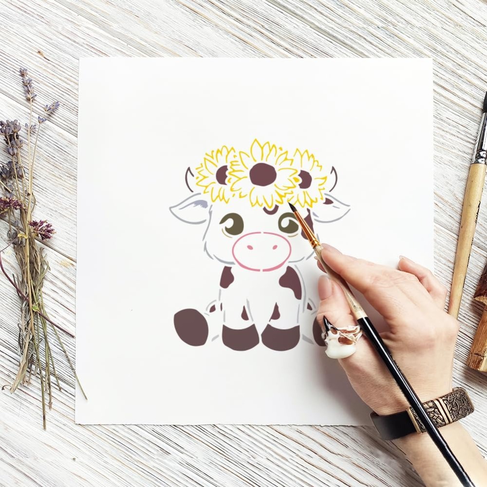 12PCS Cute Calf Painting Stenc - Photography Techniques review and price